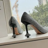 Loewe Women Toy Pump in Suede and Allover Rhinestones-Black L815S01X79