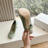 Loewe Women Toy Pump in Suede and Allover Rhinestones-Lime L815S01X79