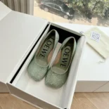 Loewe Women Toy Pump in Suede and Allover Rhinestones-Lime L815S01X79