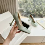 Loewe Women Toy Pump in Suede and Allover Rhinestones-Lime L815S01X79