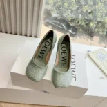 Loewe Women Toy Pump in Suede and Allover Rhinestones-Lime L815S01X79