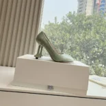 Loewe Women Toy Pump in Suede and Allover Rhinestones-Lime L815S01X79