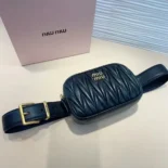 Miu Miu Women Belt with Matelassé Pouch-Black 5CC5682FPPF0002