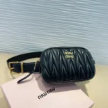 Miu Miu Women Belt with Matelassé Pouch-Black 5CC5682FPPF0002