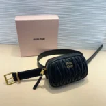Miu Miu Women Belt with Matelassé Pouch-Black 5CC5682FPPF0002