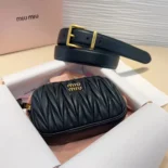 Miu Miu Women Belt with Matelassé Pouch-Black 5CC5682FPPF0002