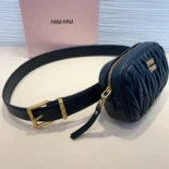 Miu Miu Women Belt with Matelassé Pouch-Black 5CC5682FPPF0002