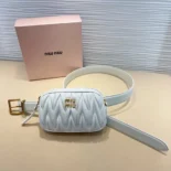 Miu Miu Women Belt with Matelassé Pouch-White 5CC5682FPPF0009