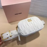 Miu Miu Women Belt with Matelassé Pouch-White 5CC5682FPPF0009