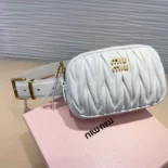 Miu Miu Women Belt with Matelassé Pouch-White 5CC5682FPPF0009