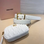 Miu Miu Women Belt with Matelassé Pouch-White 5CC5682FPPF0009