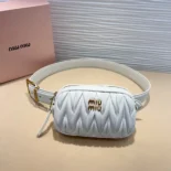 Miu Miu Women Belt with Matelassé Pouch-White 5CC5682FPPF0009