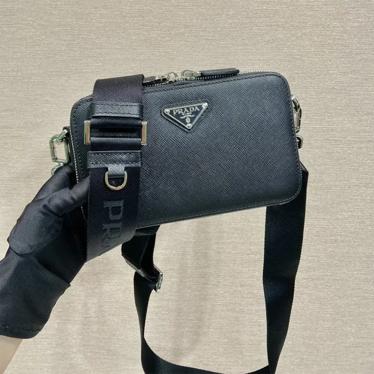 Prada Men Brique Saffiano Leather Bag-Black 2VH173