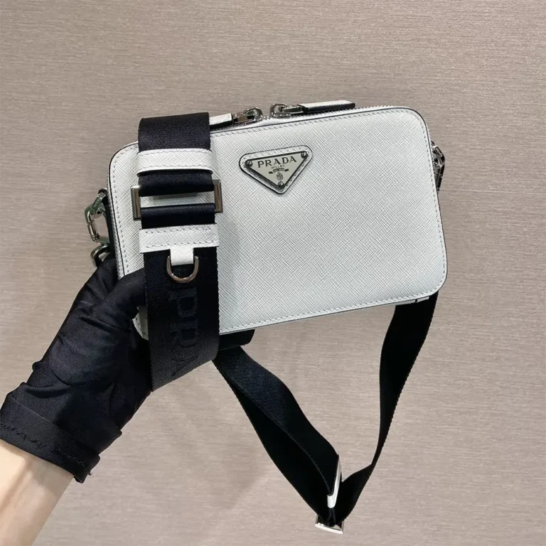 Prada Men Brique Saffiano Leather Bag-White 2VH173