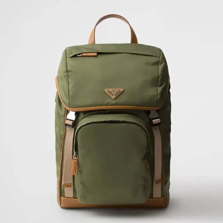 Prada Men Re-Nylon and Leather Backpack-Dark Green 2VZ135