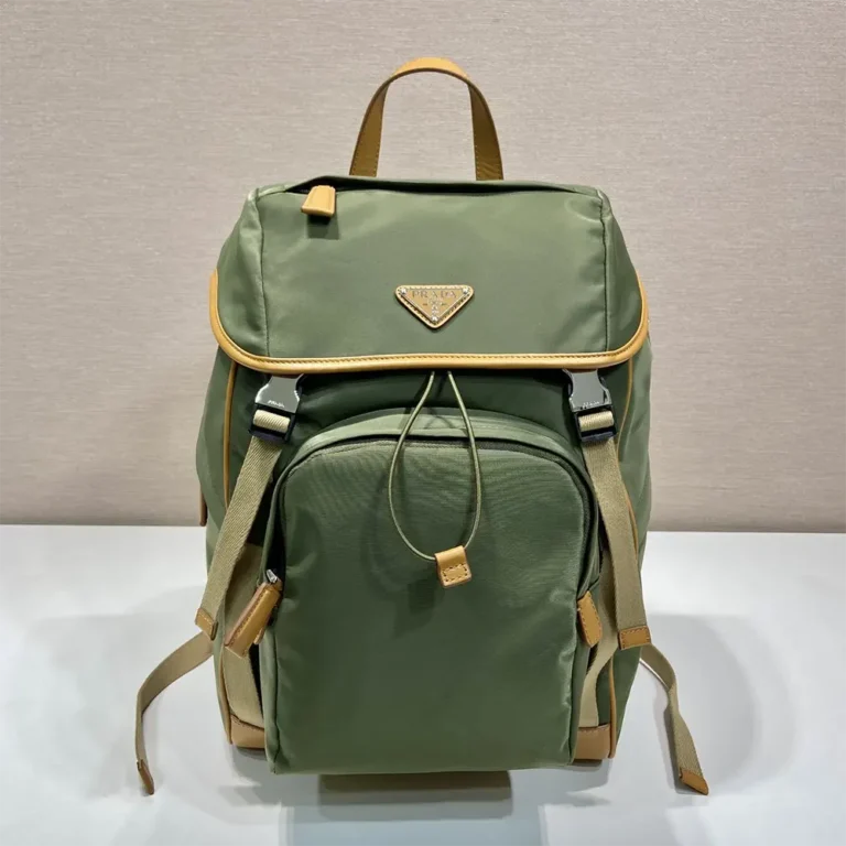 Prada Men Re-Nylon and Leather Backpack-Dark Green 2VZ135
