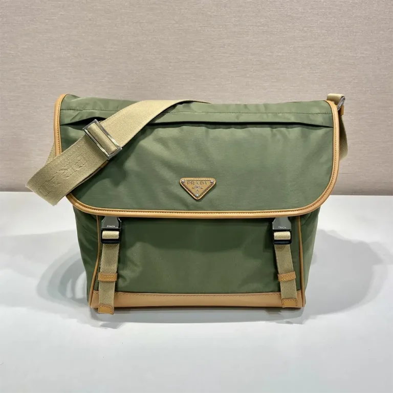 Prada Men Re-Nylon and Leather Shoulder Bag-Dark Green 2VD052