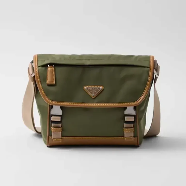 Prada Men Re-Nylon and Leather Shoulder Bag-Dark Green 2VD066