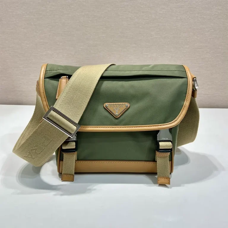 Prada Men Re-Nylon and Leather Shoulder Bag-Dark Green 2VD066