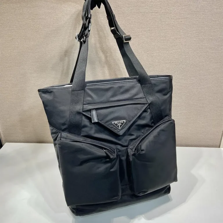 Prada Men Re-Nylon and Leather Tote Bag-Black 2VG120