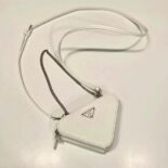Prada Unisex Saffiano Leather Mini Pouch-White 1NR015