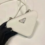 Prada Unisex Saffiano Leather Mini Pouch-White 1NR015