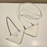 Prada Unisex Saffiano Leather Mini Pouch-White 1NR015