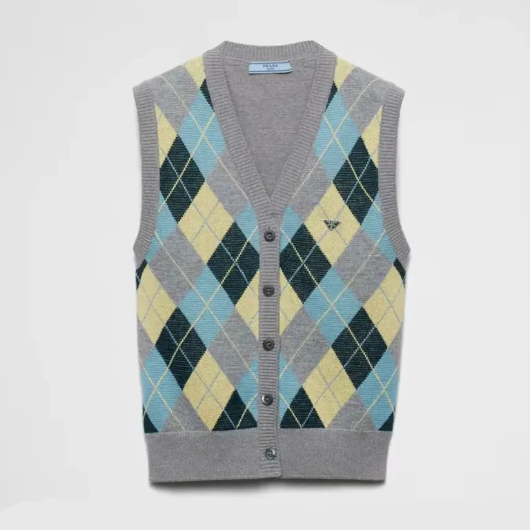 Prada Women Wool vest with an Argyle pattern