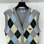 Prada Women Wool vest with an Argyle pattern