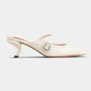 Roger Vivier Women Mary Jane Virgule Mules in Patent Leather-White