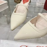 Roger Vivier Women Mary Jane Virgule Mules in Patent Leather-White