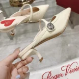 Roger Vivier Women Mary Jane Virgule Mules in Patent Leather-White