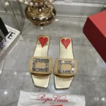 Roger Vivier Women Strass Buckle Slides in Raffia RVW670388406D1C013