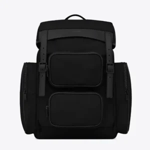Saint Laurent YSL Men City Multi-pocket Backpack in Econyl® Smooth Leather and Nylon