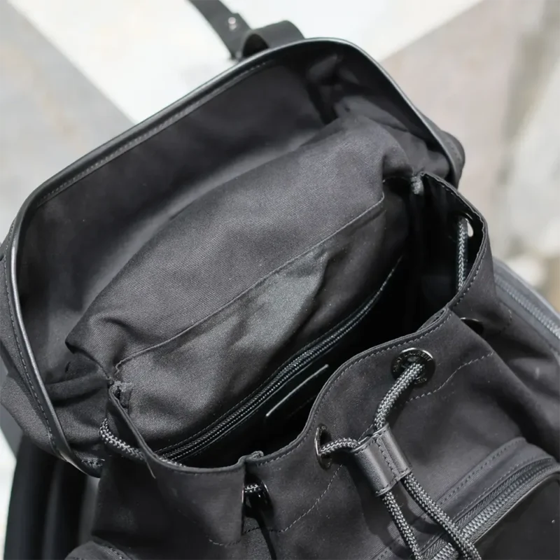 Saint Laurent YSL Men City Multi-pocket Backpack in Econyl® Smooth Leather and Nylon