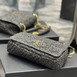 Saint Laurent YSL Unisex Jamie Medium in Raffia-Black 515821GAAAT1000