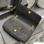 Saint Laurent YSL Unisex Jamie Medium in Raffia-Black 515821GAAAT1000