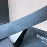 Saint Laurent YSL Unisex Motorcycle Belt in Leather-Black 789913AADB01000