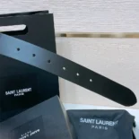 Saint Laurent YSL Unisex Motorcycle Belt in Leather-Black 789913AADB01000
