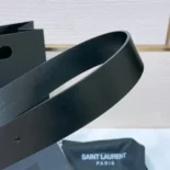 Saint Laurent YSL Unisex Motorcycle Belt in Leather-Black 789913AADB01000