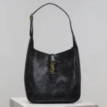 Saint Laurent YSL Women Le 5 à 7 Small Supple in Python-Black 727709EAAWB1000