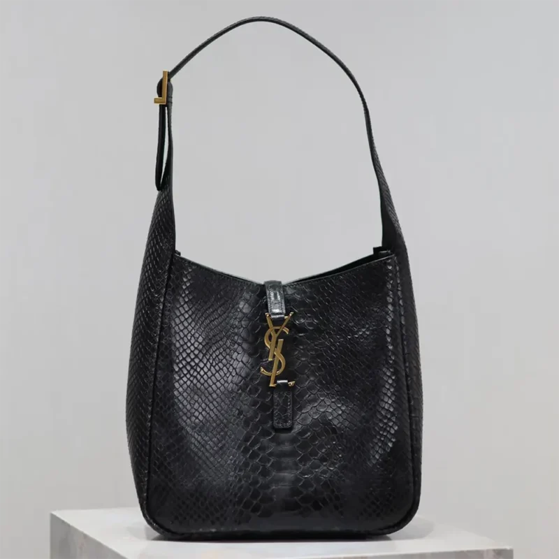 Saint Laurent YSL Women Le 5 à 7 Small Supple in Python-Black 727709EAAWB1000