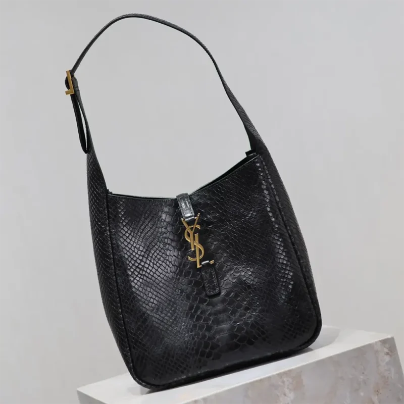 Saint Laurent YSL Women Le 5 à 7 Small Supple in Python-Black 727709EAAWB1000