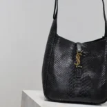 Saint Laurent YSL Women Le 5 à 7 Small Supple in Python-Black 727709EAAWB1000