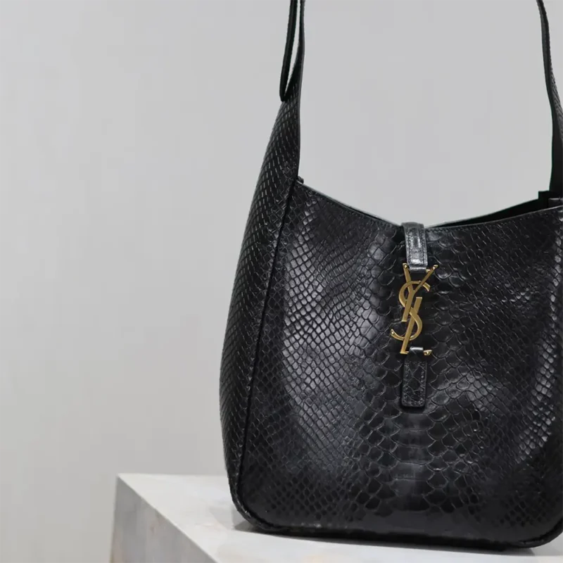 Saint Laurent YSL Women Le 5 à 7 Small Supple in Python-Black 727709EAAWB1000