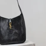 Saint Laurent YSL Women Le 5 à 7 Small Supple in Python-Black 727709EAAWB1000