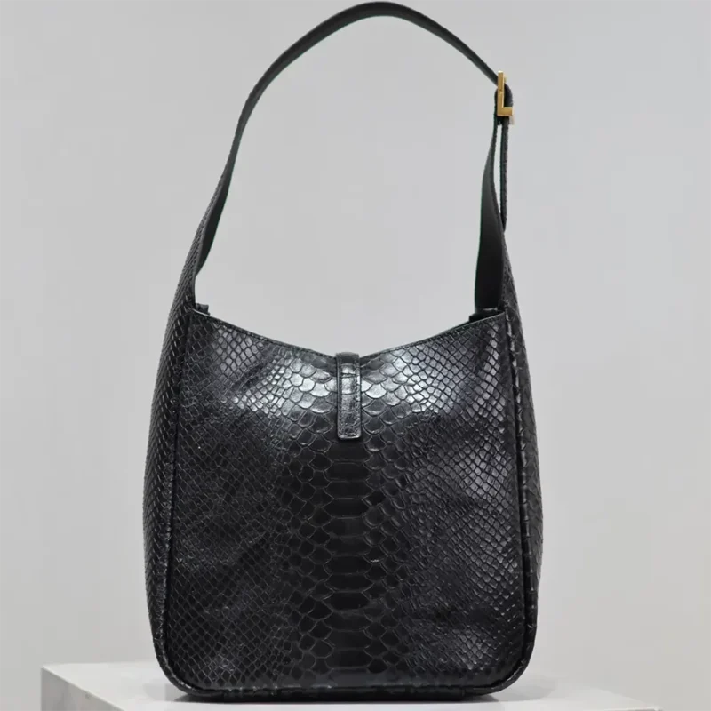 Saint Laurent YSL Women Le 5 à 7 Small Supple in Python-Black 727709EAAWB1000