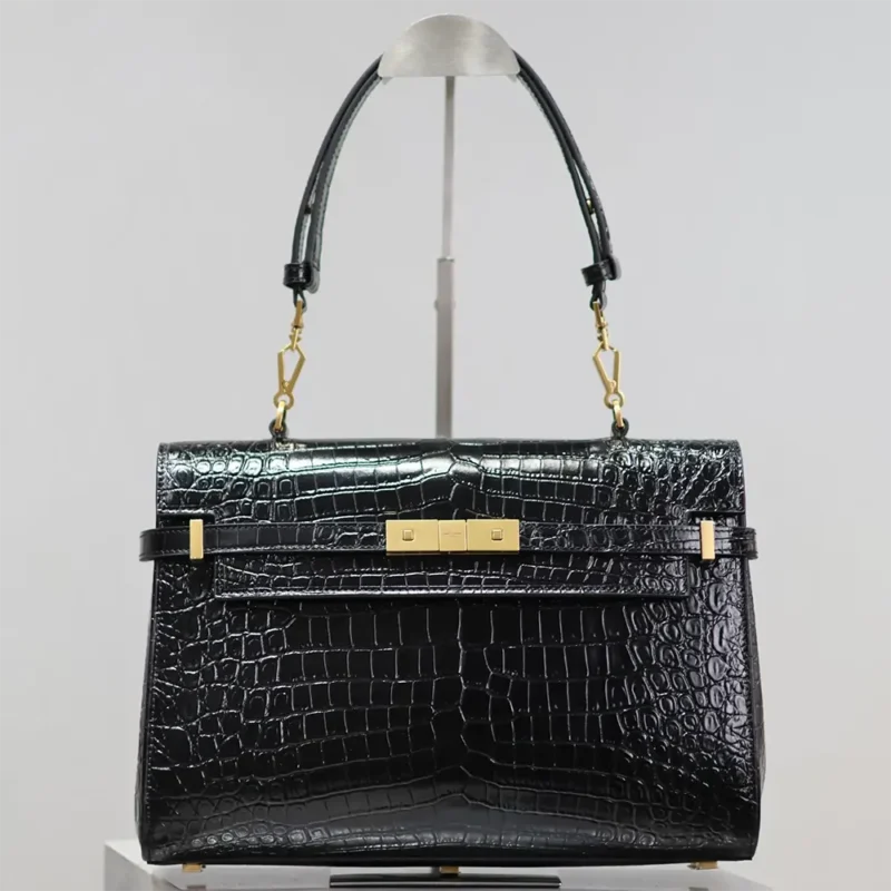 Saint Laurent YSL Women Manhattan Top-handle in Shiny Alligator
