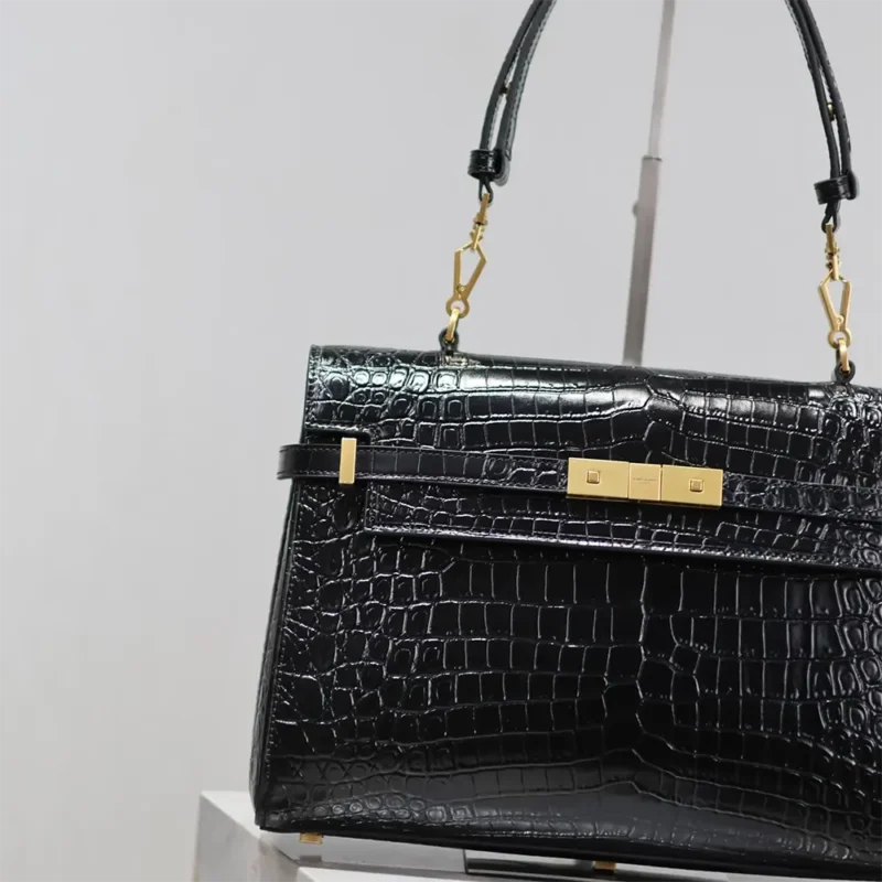 Saint Laurent YSL Women Manhattan Top-handle in Shiny Alligator