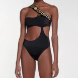 Versace Women Greca Border One Piece Swimsuit-Black A1008